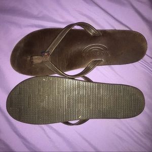 Rainbow Leather Narrow Flip-flops